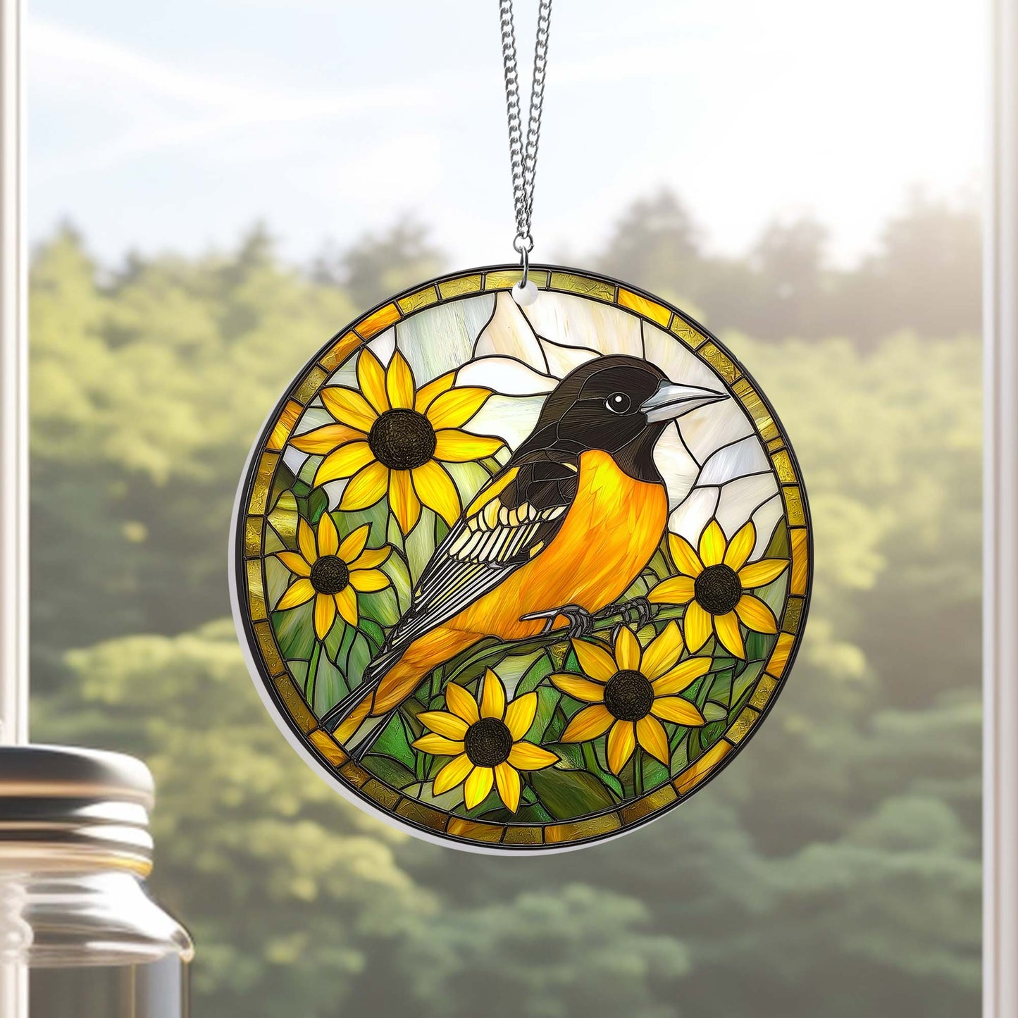 Baltimore Oriole And Black-eyed Susan Acrylic Suncatcher Window Hanging VTM1221TDH