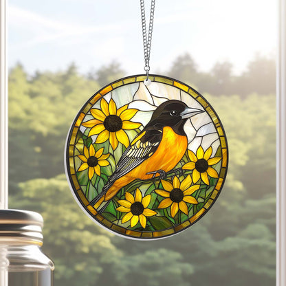 Baltimore Oriole And Black-eyed Susan Acrylic Suncatcher Window Hanging VTM1221TDH