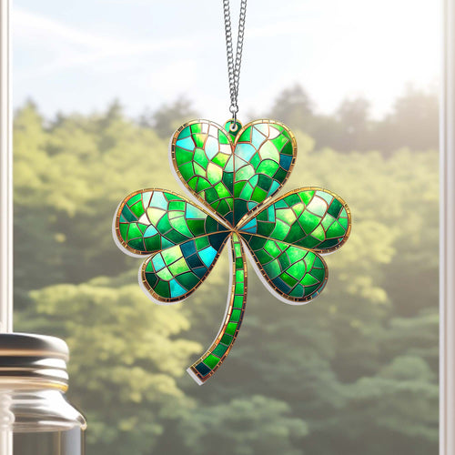 Shamrock Irish Green Clover St. Patrick's Day Ireland Suncatcher Hanging Window TQN5552TDH