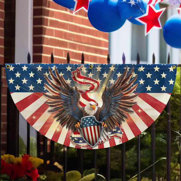 Flagwix American Flag - Patriotic Eagle American Non-Pleated Fan Flag Bunting
