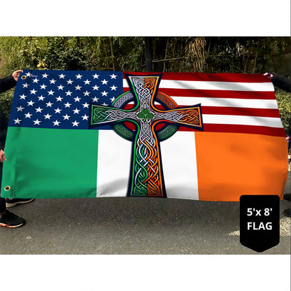 Irish Celtic Knot Cross St. Patrick’s Day Irish American Grommet Flag TPT1539GF