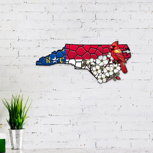 North Carolina State Cardinal and Dogwood Flower Hanging Metal Sign TPT1035MSv4