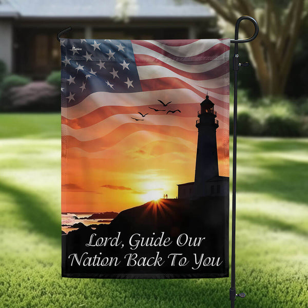 Christian Jesus Lighthouse Flag Lord Guide Our  Nation Back To You Flag MLN5893TNB