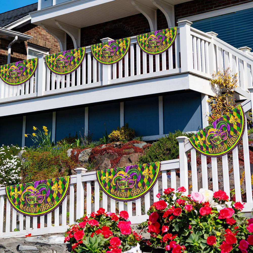 Mardi Gras Non-Pleated Fan Flag TPT2575FL