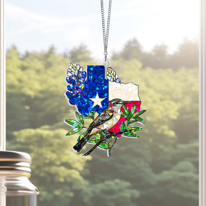 Texas Northern Mockingbird Hologram Window Hanging VTM1527NGT