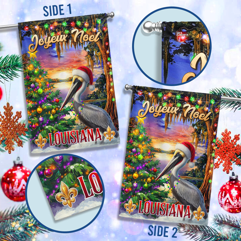Cajun Christmas Pelican Flag - Louisiana 'Joyeux Noël' Holiday Décor MLN4248F - 3-Day Shipping