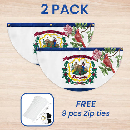 Cardinal and Rhododendron Flower, West Virginia Non-Pleated Fan Flag TPT1858FLv1