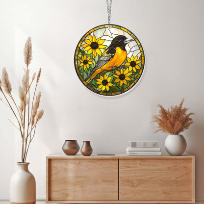 Baltimore Oriole And Black-eyed Susan Acrylic Suncatcher Window Hanging VTM1221TDH
