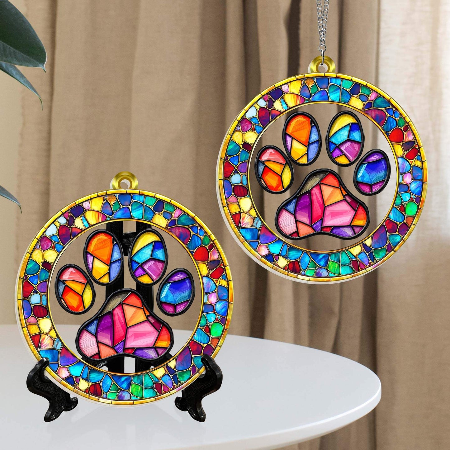 Pet Paw Dog Lover Memorial Dog Acrylic Suncatcher Window Hanging TQN5047TNB