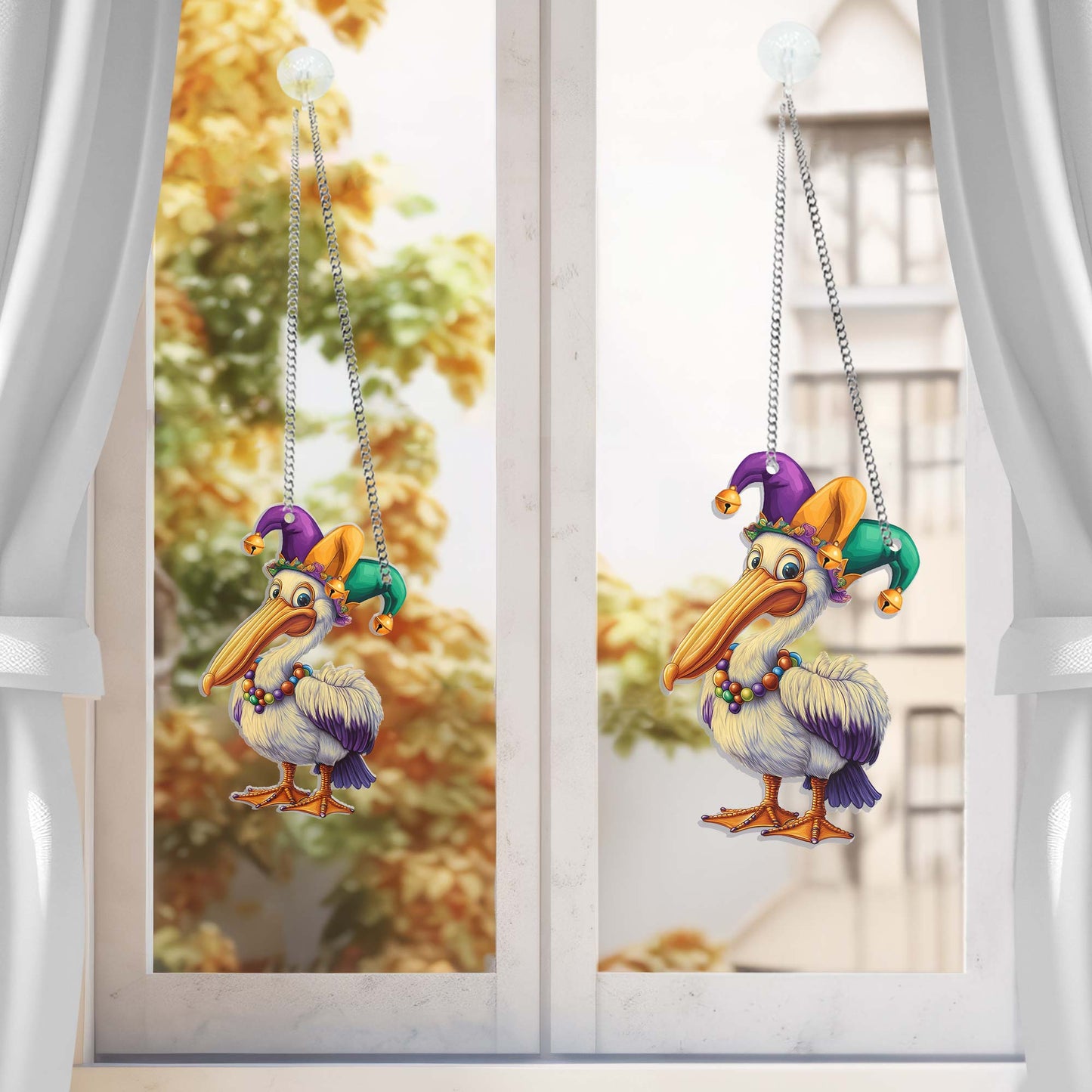 Pelican Mardi Gras Suncatcher Acrylic Hanging Sign TQN4665AS