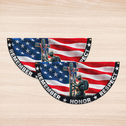 Stand For The Flag, Veteran Christian Cross Memorial Day Non-Pleated Fan Flag TPT2691TNB