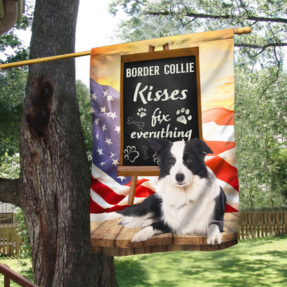 Border Collie Kisses Fix Everything Flag QNK1035Fv2