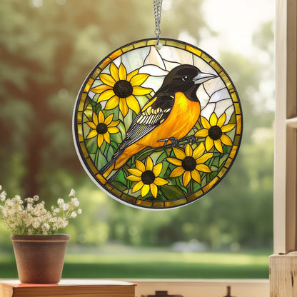 Baltimore Oriole And Black-eyed Susan Acrylic Suncatcher Window Hanging VTM1221TDH