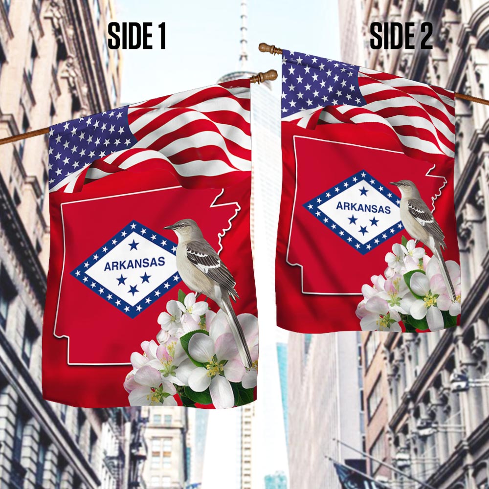 Arkansas State With Mocking Bird and Apple Blossom Flag TPT775Fv3