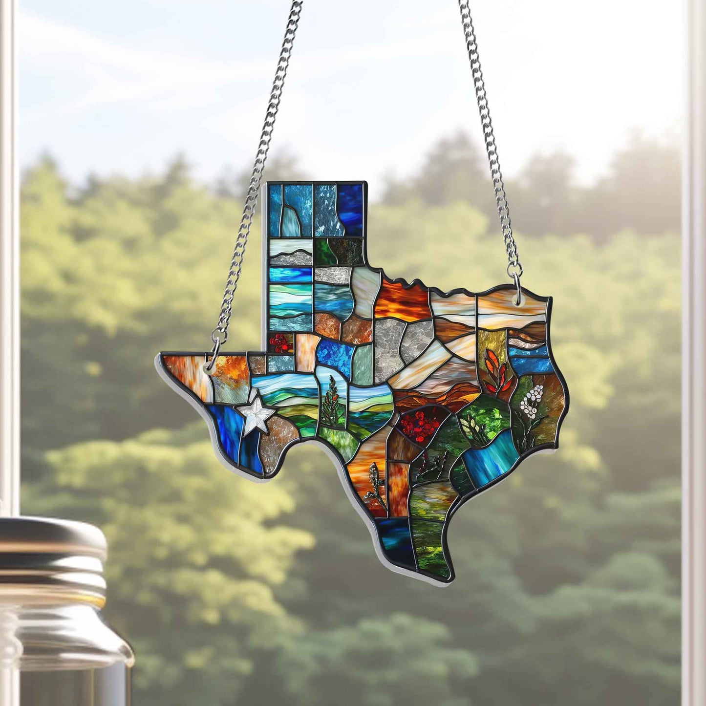 Texas Map Suncatcher Acrylic Hanging Sign TQN4564AS