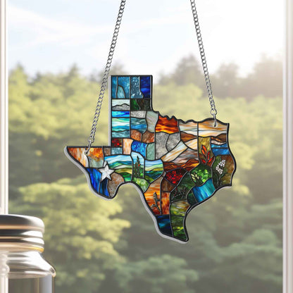 Texas Map Suncatcher Acrylic Hanging Sign TQN4564AS