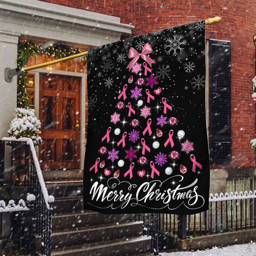Breast Cancer Christmas Flag Merry Christmas Christmas Tree TQN708F