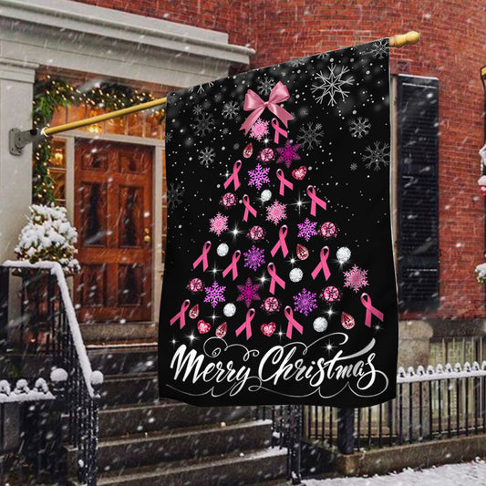 Breast Cancer Christmas Flag Merry Christmas Christmas Tree TQN708F