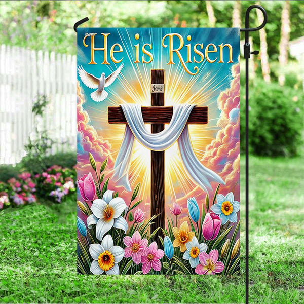 Easter Cross He Is Risen Flag MLN5332DNV