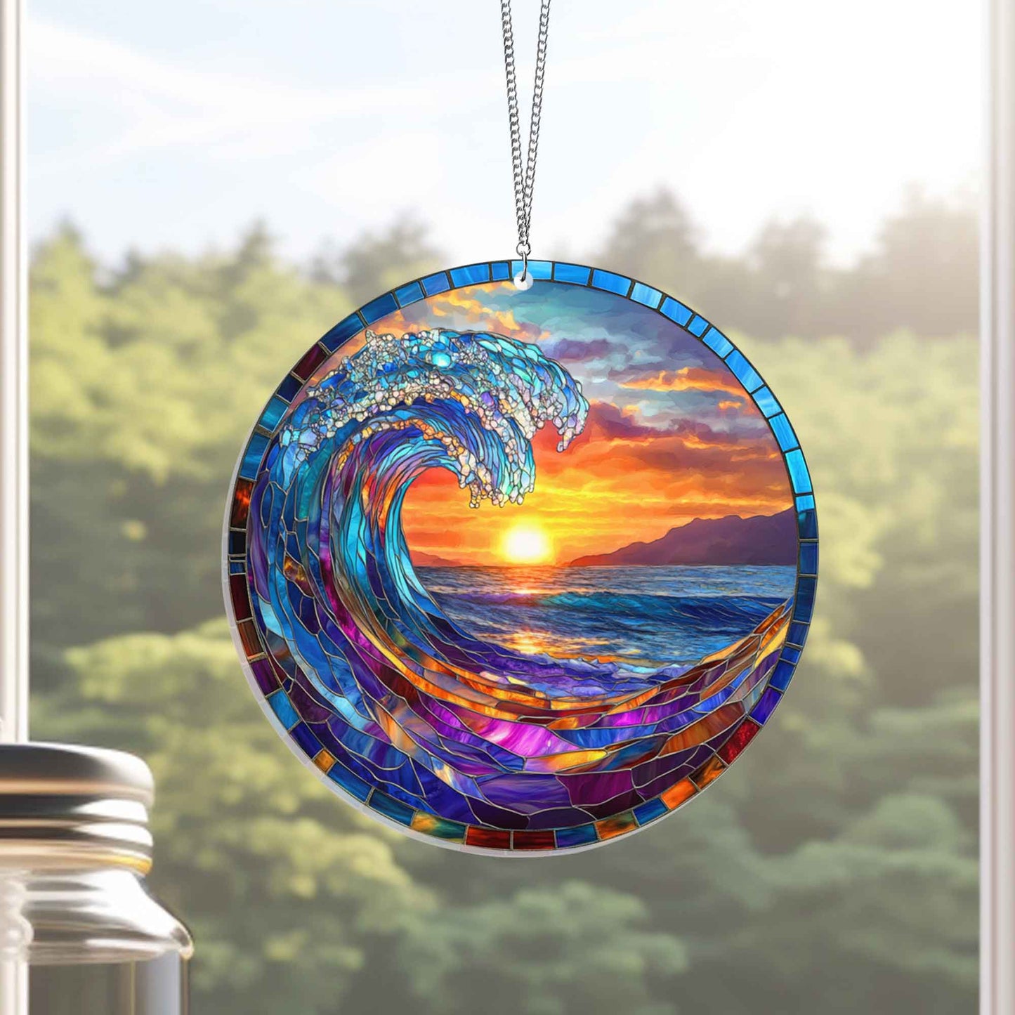 Sea Wave Suncatcher Ocean Beach Acrylic Hanging Sign TQN4456AS