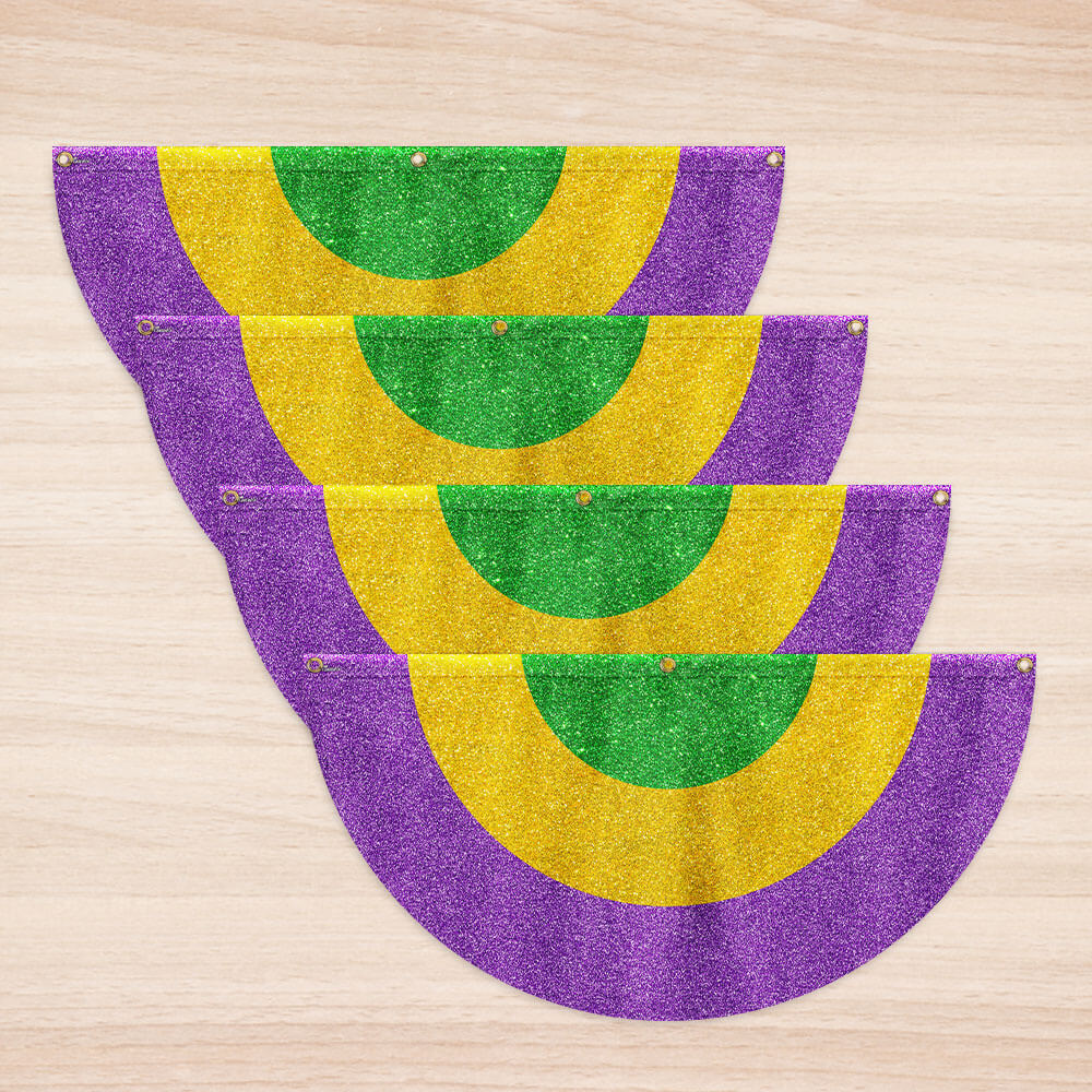 Mardi Gras Carnival Fat Tuesday Non-Pleated Fan Flag TQN4738FL