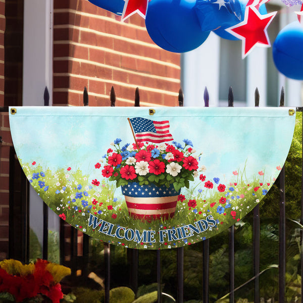 Flagwix American Flag - Welcome Friends 4th of july Non-Pleated Fan Flag LHB77LPN