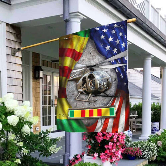 Vietnam Veteran Flag OH-6 Helicopter Never Forget DBD2687Fv5