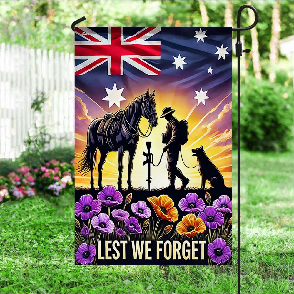 Anzac Day Animals in War Purple Poppy Australia Flag MLN5174DNV