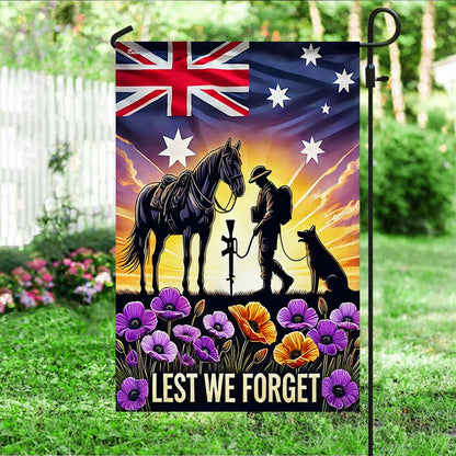 Anzac Day Animals in War Purple Poppy Australia Flag MLN5174DNV