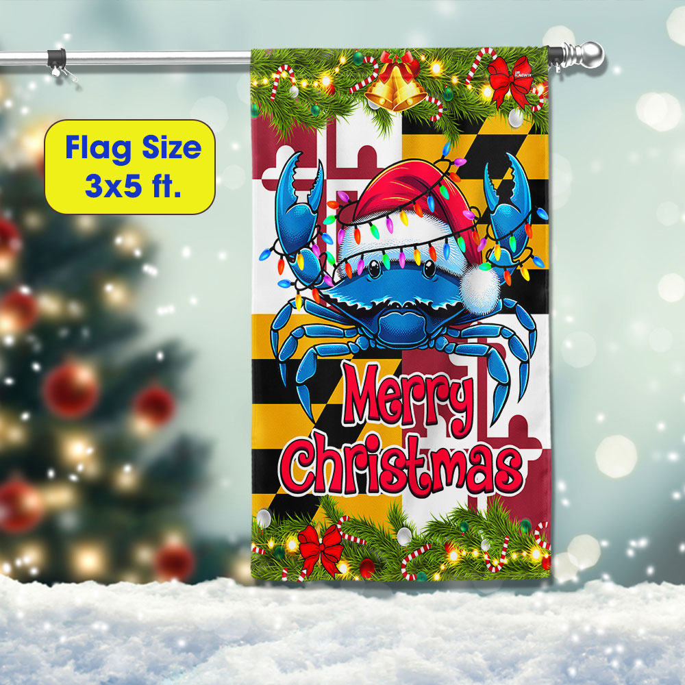 Blue Crab Merry Christmas Maryland Flag TPT1301F