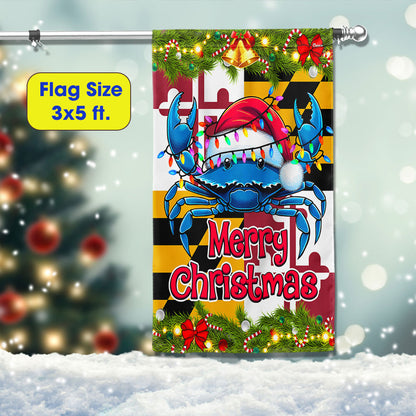 Blue Crab Merry Christmas Maryland Flag TPT1301F