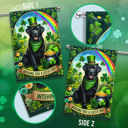 Black Labrador Retriever St. Patrick's Day Flag MLN2612F