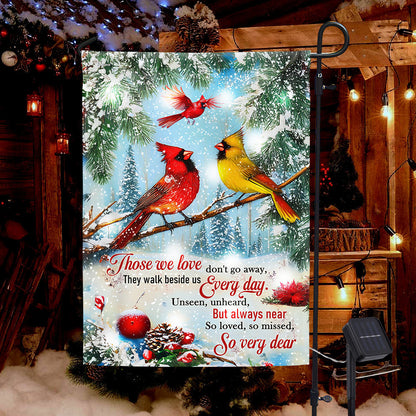 Cardinals Those We Love Don't Go Away Christmas Cardinals Solar Led Garden Flag TPT2307SF 3-Day Shipping