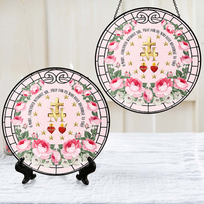 Marian Catholic Virgin Mary Religious Stained Glass Suncatcher TQN5700TDH