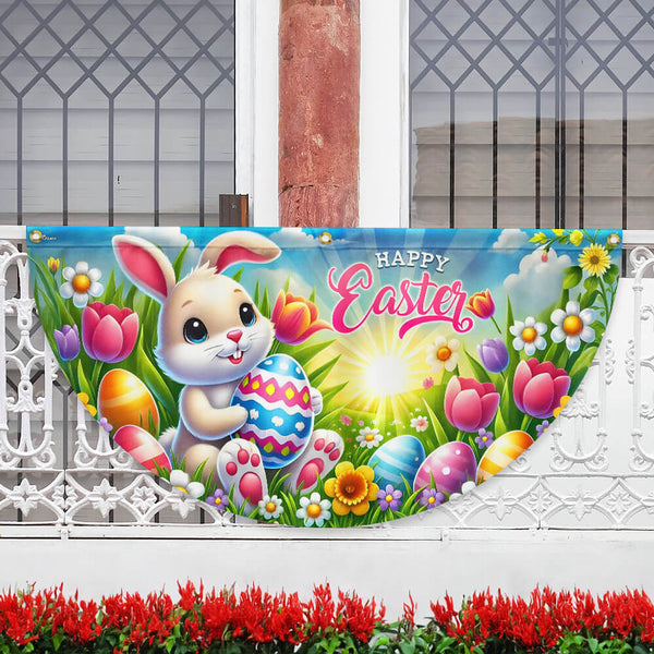 Happy Easter Bunny Rabbit Non-Pleated Fan Flag MLN5406TNB