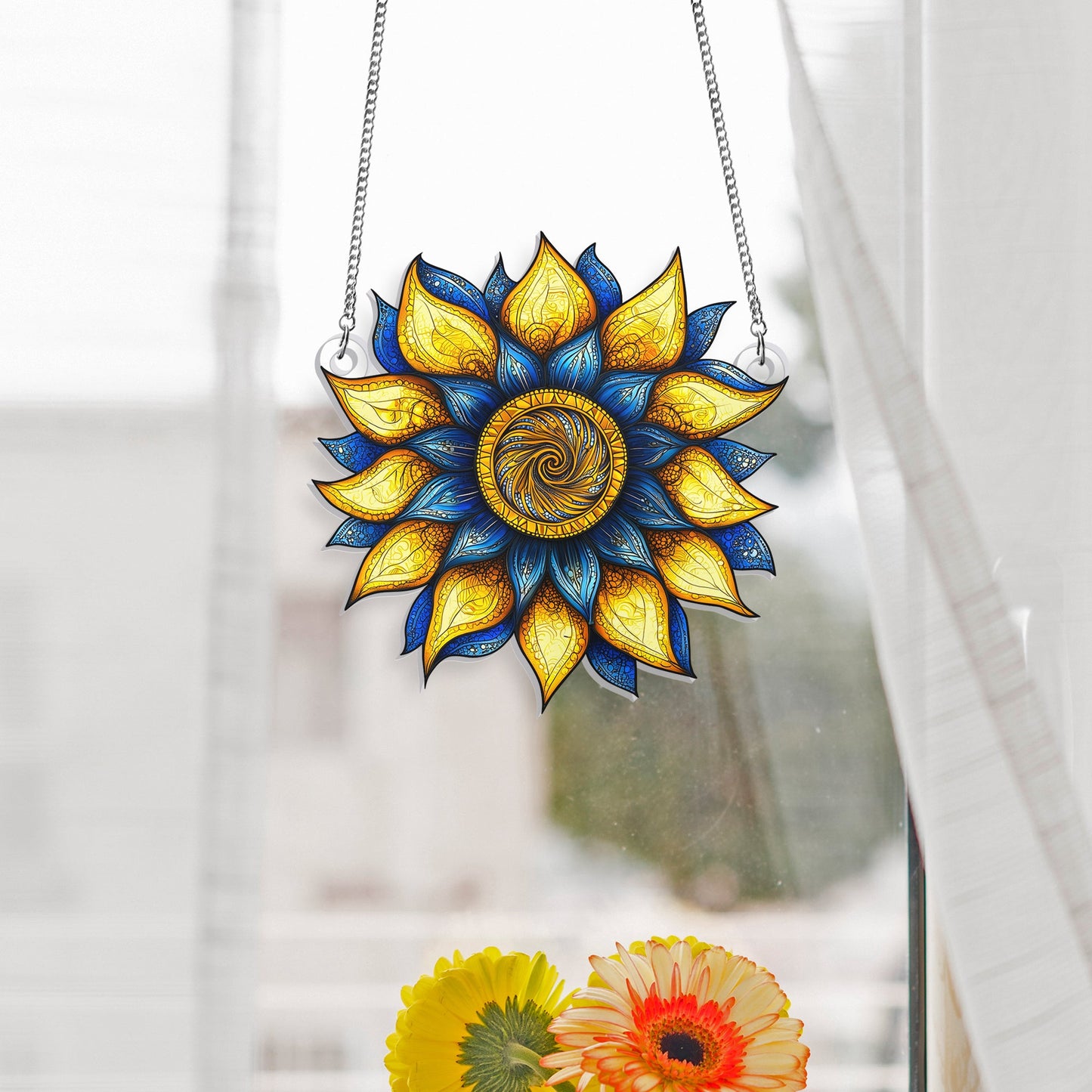 Sunflower Ukraine Peace For Ukraine Acrylic Suncatcher Window Hanging VTM1128NGT