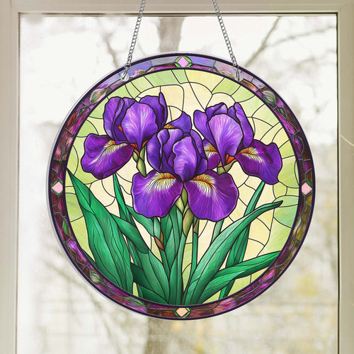 Purple Iris Flower Suncatcher Acrylic Hanging Sign TQN4654AS