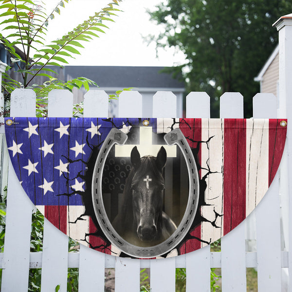 Flagwix American Flag - Happy 4th of july, Christian Patriotic Horse American Non-Pleated Fan Flag TPT1895FL