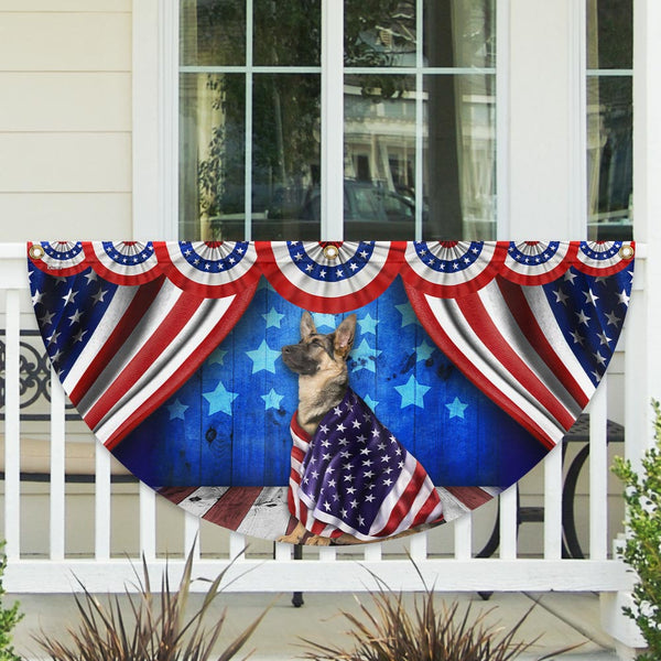 Flagwix American Flag - Patriotic Dog German Shepherd American Non-Pleated Fan Flag Wrapped in Glory TPT1634FL