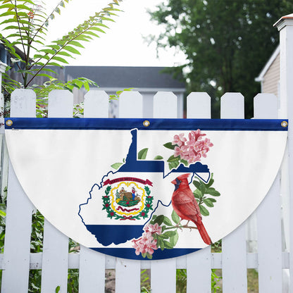 Cardinal and Rhododendron Flower, West Virginia Non-Pleated Fan Flag TPT1858FL