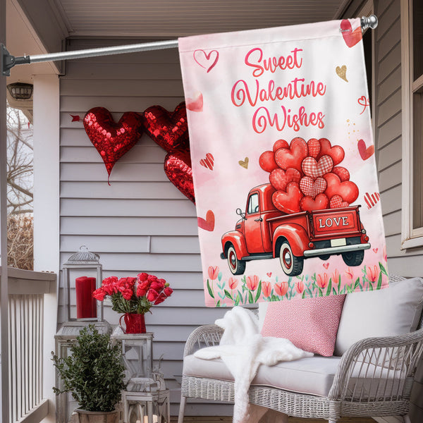 Sweet Valentine Wishes Happy Valentine's Day Flag VTM943F