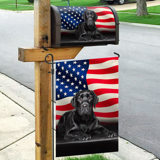 Black Labrador Retriever Dog American Garden Flag &amp; Mailbox Cover QNN437MFv7
