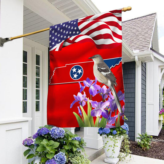 Tennessee State With Mocking Bird and Iris Flower, Tennessee Flag TPT775Fv4