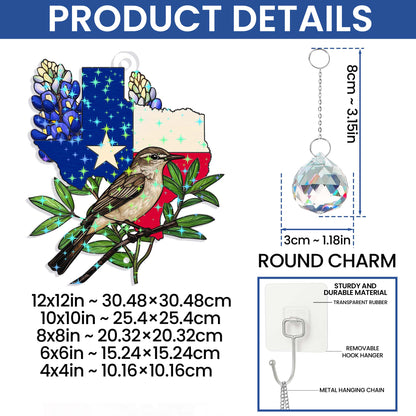 Texas Northern Mockingbird Hologram Window Hanging VTM1527NGT