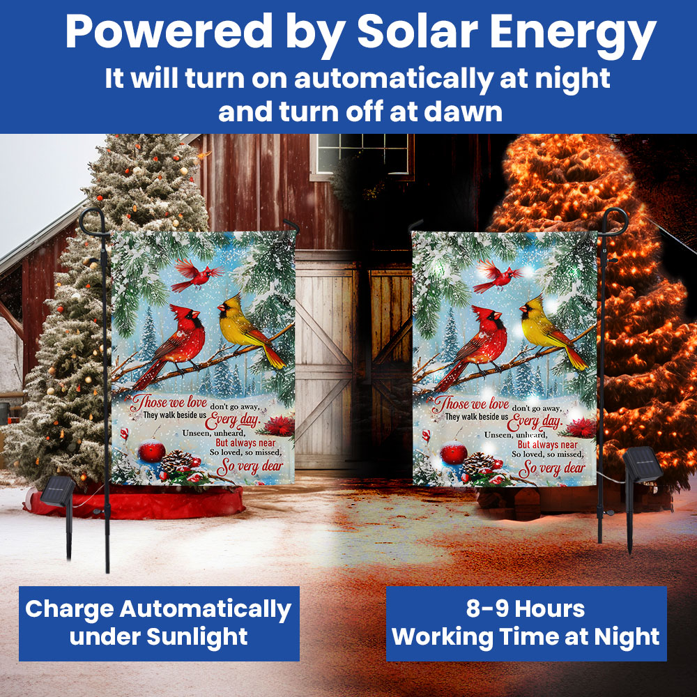 Cardinals Those We Love Don't Go Away Christmas Cardinals Solar Led Garden Flag TPT2307SF 3-Day Shipping