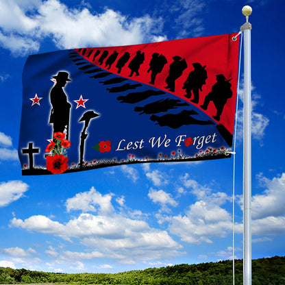 Anzac Day Remembrance Day New Zealand Lest We Forget Grommet Flag LHA1748GFv2