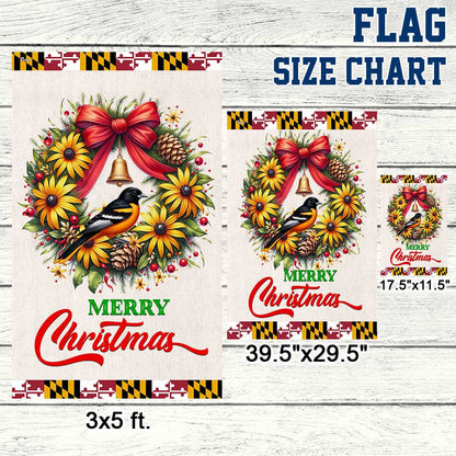 Black-Eyed Susan Christmas Wreath and Baltimore Oriole Maryland Flag TPT1304F