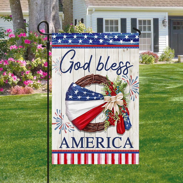 Flagwix American Flag - God Bless America 4th Of july American Wreath Flag TQN1282F