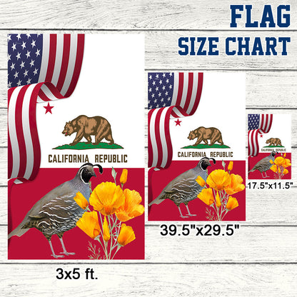 California State California Quail Bird and Golden Poppy Flower Flag MLN1141Fv49
