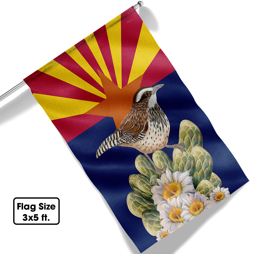 Arizona Flag Cactus Wren and Saguaro Cactus Blossom BNN475F